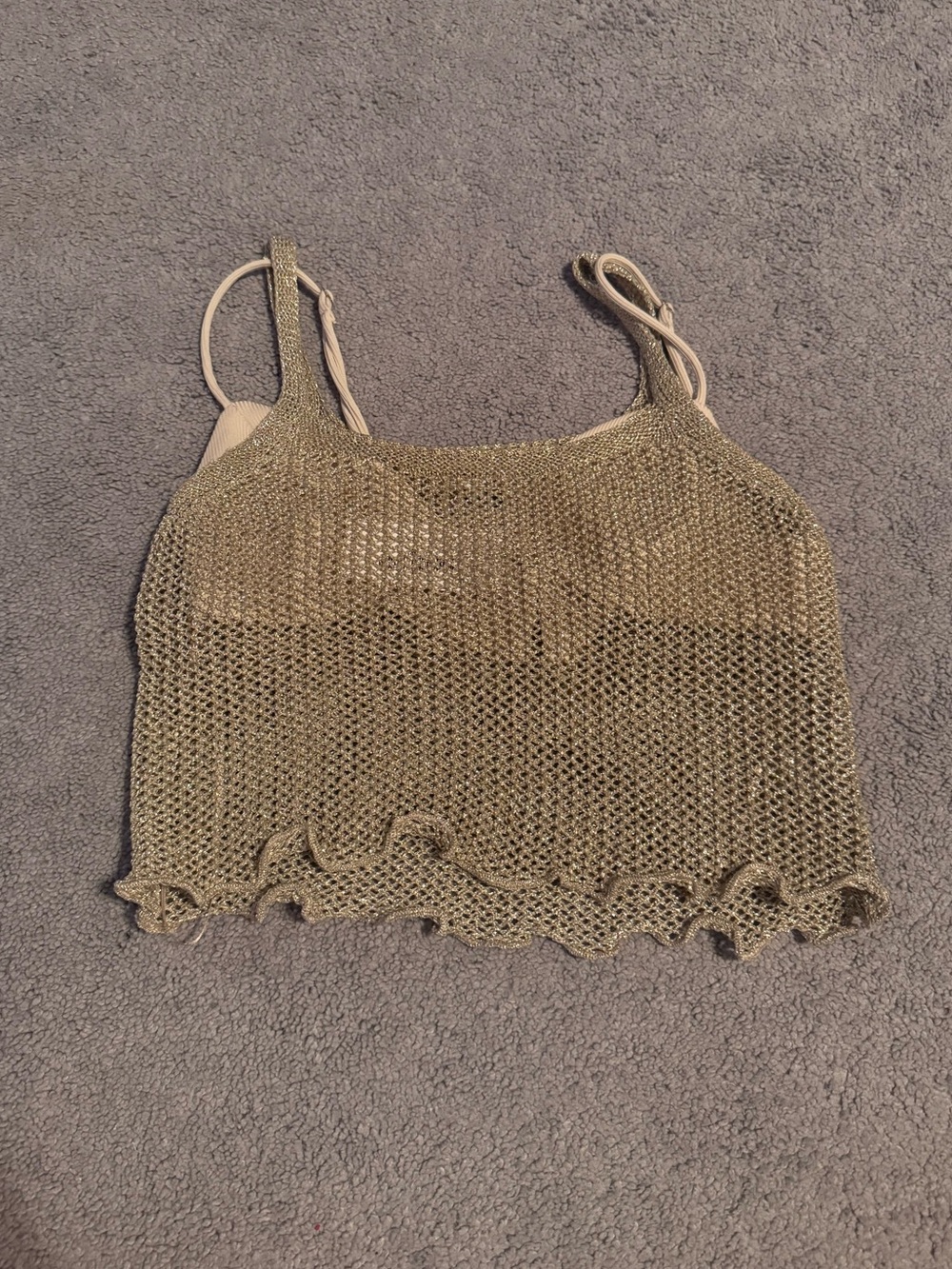 Gold Crochet Cropped Tank